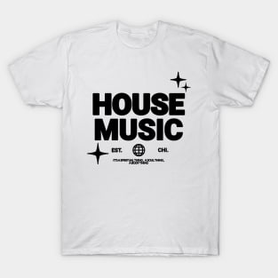 HOUSE MUSIC  - Font And Stars (Black) T-Shirt